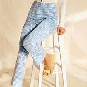 Blue gingham print pants